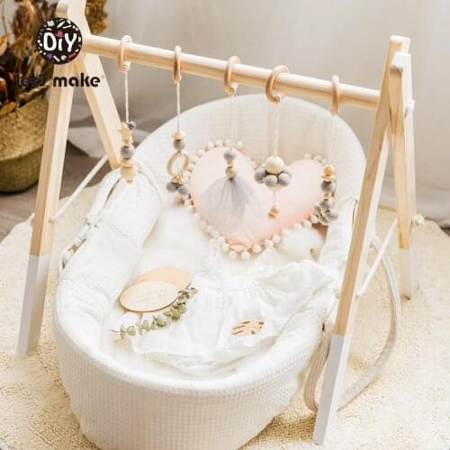 1set Wooden Baby Play Gym Animals Pendant BPA Free Food Grade Wooden Teether Toys Interactive Baby Birth Gift Wooden Blank Toys