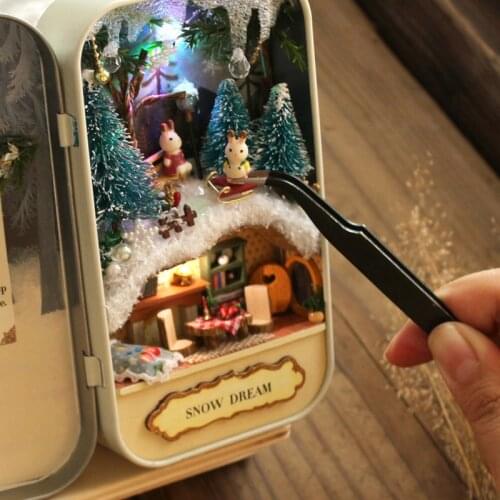 *SNOW DREAM* Types Wooden Toys DIY Miniature Box Theater Wooden Toy Mini Dollhouse Model Birthday Christmas New Year Toys