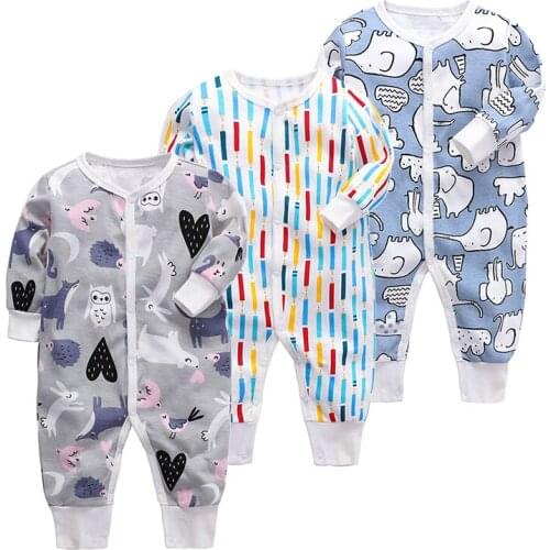 Baby Rompers Long Sleeves Newborn Baby Girls Boys Clothes Original Cotton Baby Pajamas Cartoon Animal Printed Christmas Coverall