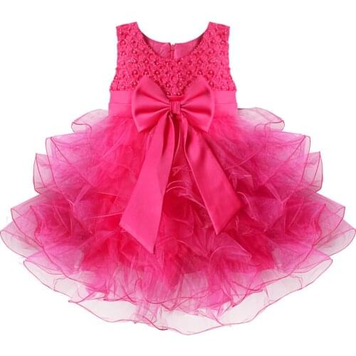 Kids Baby Elegant Pearl Cake Princess Dress For Wedding Evening Birthday Party Flower Girl Dress Christmas Baptism Clothes