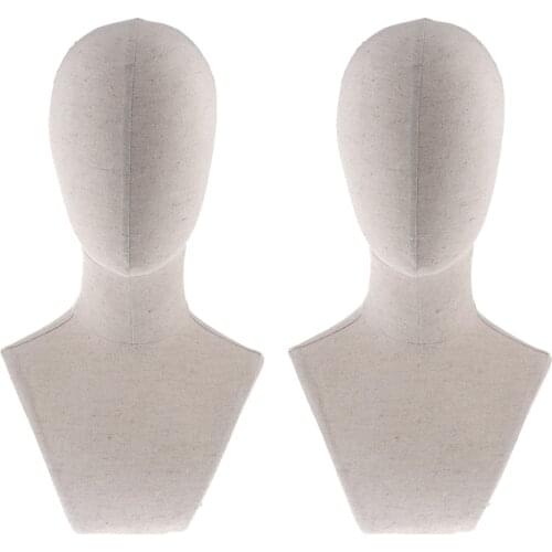 2pcs 22inch Canvas Block Wig Head Mannequin Head for Wig Making Display Styling Dry Manikin Head Model Salon Hat Cap Holder