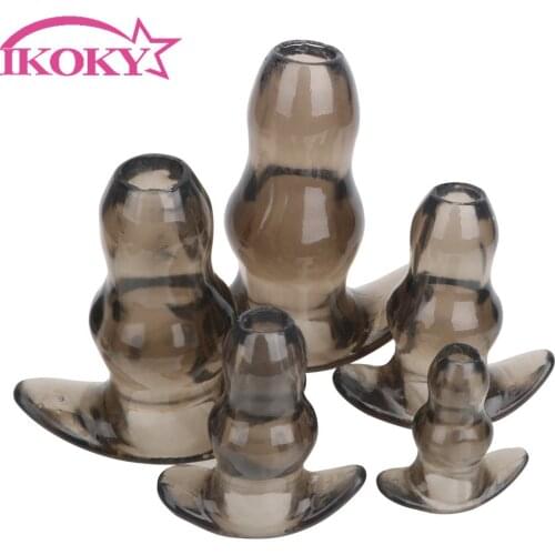 IKOKY Masturbation Hollow Anal Plug Butt Plug Enema Anal Dilator Sex Toys For Woman Men Prostata Massager Soft Speculum 5 Sizes