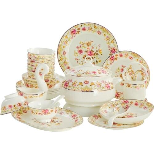 Guci Tableware Korean bone china personalized creativity Jingdezhen Ceramic dinner bowl plate chopsticks combination bowl