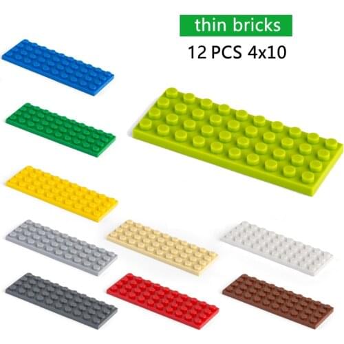DIY Building Blocks Thin Bricks 12pcs 4x10Dots Educational Creative Size Compatible With Other Brand Assemble Toys for Children