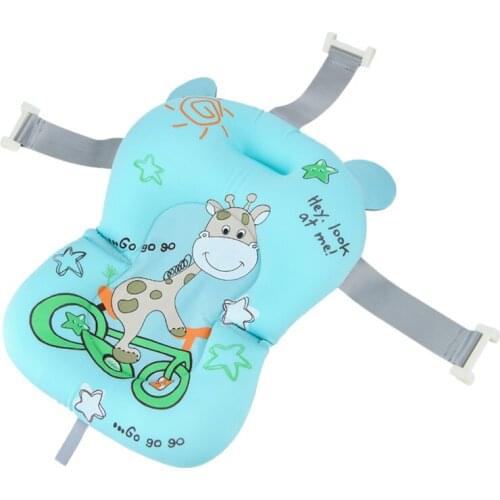 Infant Bath Pad Baby Shower Bath Tub Pad Non-Slip Bathtub Mat Newborn Safety Bath Support Cushion Soft Pillow Blue
