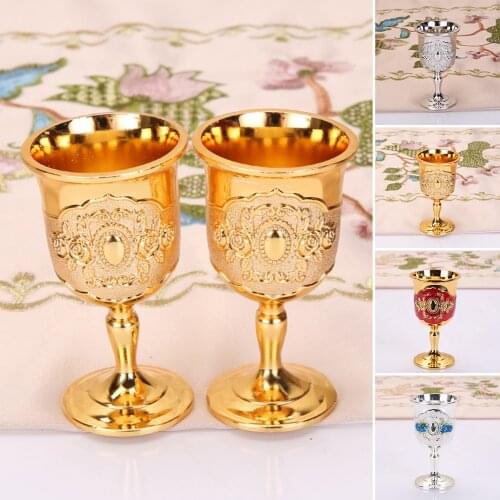 20ml Retro Creative Small Beverage Wine Cup Golden Goblet Cup European Style Home Bar Wear-resistant Cup Bottom Durable