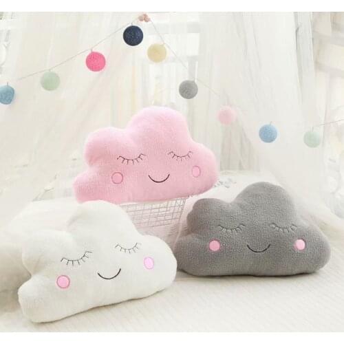 Creative Cute Cloud Soft Short Plush Stuffed Pillow Toy Smiley Face Cozy Back Cushion Pillows Home Sofa Car Cushions Decoration