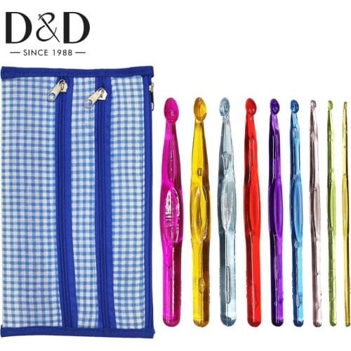 9Pcs/Set Crochet Hooks Knit Knitting Needles for Yarn Weave Craft Crafts DIY Knitting Tools with Storage Bag Sewing Accessories