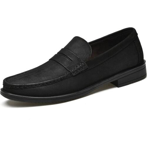 Mens Shoes Loafers Low-top Slip On Genuine Leather Leisure Round-toe Hard-Wearing Comfortable Light Non Slip Fashion