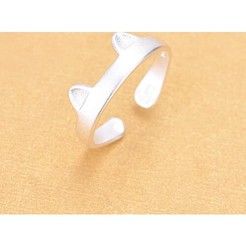 Silver Color Open Matt Cat Rings Jewelry