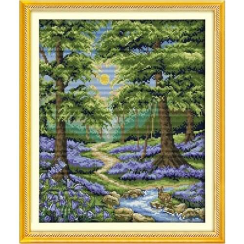 Bluebell forest cross stitch kit 18ct 14ct 11ct count printed canvas stitching embroidery DIY handmade needlework