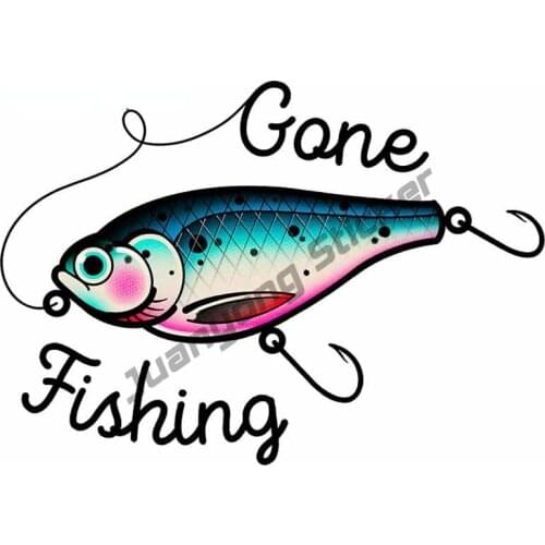 Gone Fishing Lure Waterproof Car Sticker for Bumper Camper Window Decal Surfboard Motorcycle Anime Scratch-proof Decor PVC13x9cm