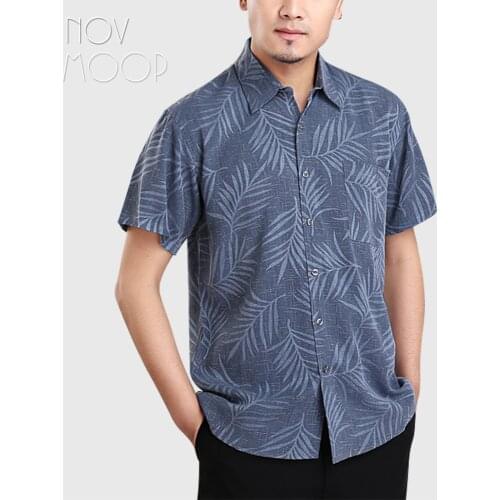 Novmoop Summer smart casual style short sleeve red grey blue color 100% pure silk shirt for men camisas para hombre LT3157