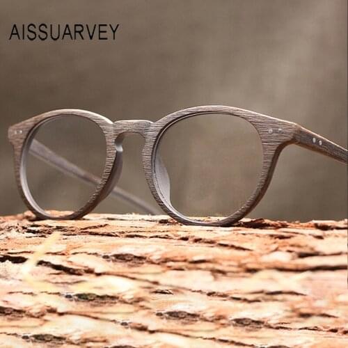 Wooden Glasses Frames for Women Men Handmade Optical Round Eyeglasses Frame Vintage Prescription Designer Eye Wear Simple New
