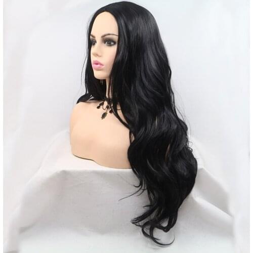 Full Machine Made Long Curly Water Natural Wave Cheap Long Black Wig Cosplay Glueless Wigs For Women Pre Plucked MiddlePart Hair