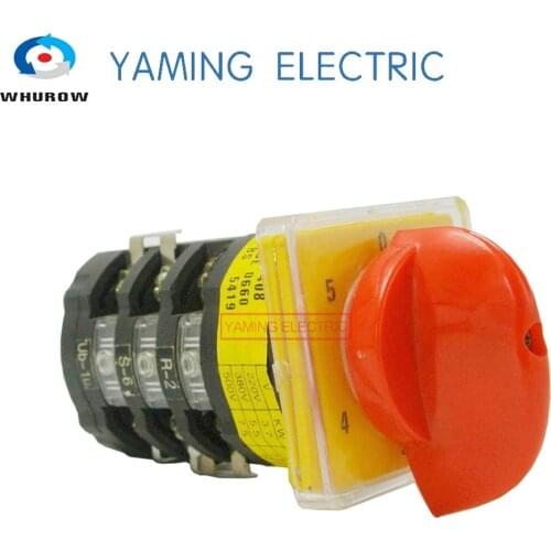 Rotary changeover switch Multi-step 5 position 3 phases 25A selector main switch red handle control circuit T-16EXF64D-3