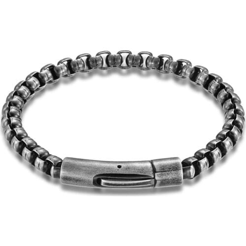 Simple Vintage Chain Link Bracelet Stainless Steel Men Bracelets Fashion Rock Punk Jewelry 8Inch