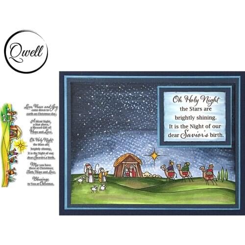 QWELL Clear Transparent Stamps Words Sentences Blessings to You at Christmas Hill Scenery DIY Scrapbooking Craft Album 2020