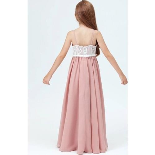 Dusty rose Chiffon Flower Girl Dresses For Wedding Evening Party Girls Formal Princess Gown Long New Junior Bridesmaid Dress
