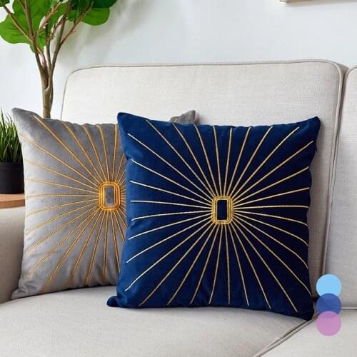 Luxury Pillow Cover Embroidered Gold Pillow For Living Room Sofa Velvet Cushion Cover Nordic Home Decor Blue Green Kussenhoes