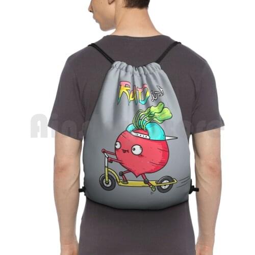 Ish Backpack Drawstring Bag Riding Climbing Gym Bag Rad Radish Cute Cool Scooter Funny Humor