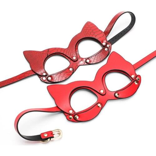 Female sex supplies red leather sexy eye mask Halloween masquerade party role-playing fox mask sex abuse toy female sex toy