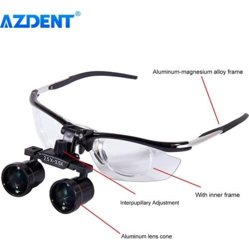 AZDENT Dental Medical Binocular Loupe Aluminum Variable Loupes Zoom Magnifier Magnification DY-113 2.5X-3.5X