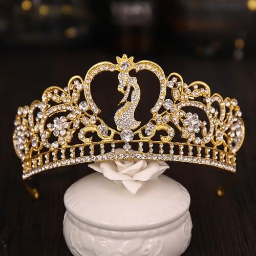 Vintage Gold Crystal Rhinestone Tiaras And Crowns Wedding Hair Accessories Queen Crown Women Diadem Bridal Hair Jewelry Gift