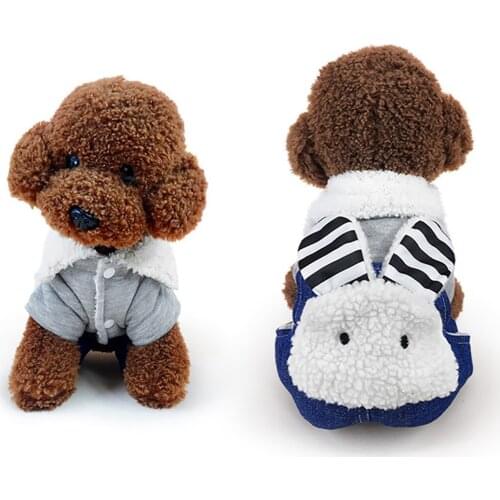 Thickened Winter Warm Pet Dog Clothes For Small Dogs Cartoon Rabbit Hooded Dress Up Dog Coat Jacket Costume For Puppy Pug