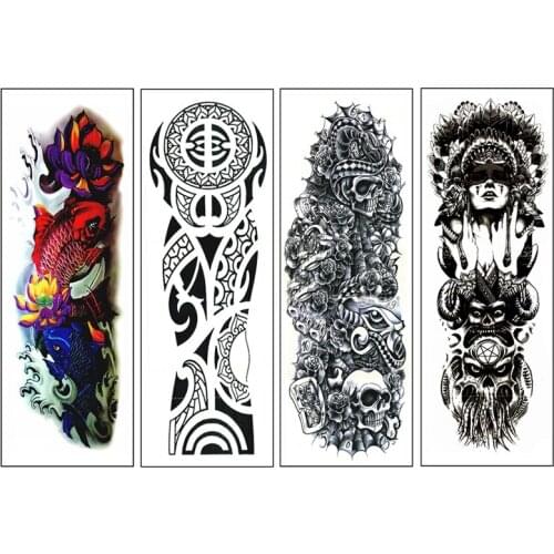 4Pcs/Lot Waterproof Temporary Tattoos Sticker Full Arm Pattern Tattoos Applique Arm Full Arm Tattoos Sticker 48x17Cm (9/10/11/12