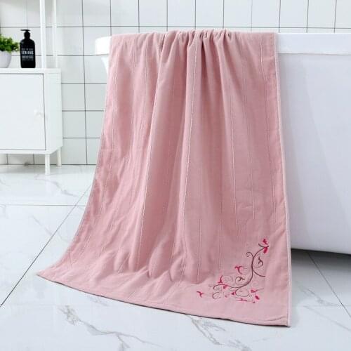Embroidered cotton gauze fabric large bath towel high quality towels 4 colors 70*140cm bathroom tina para perros