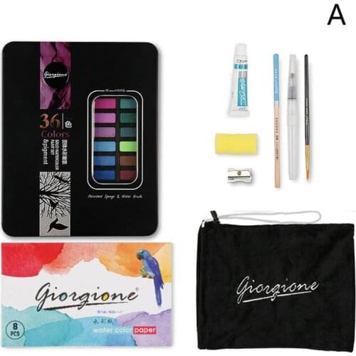 Goingione36/48 color trave watercolor paint set portable metal box watercolor paint, beginner painting watercolor paper supplies