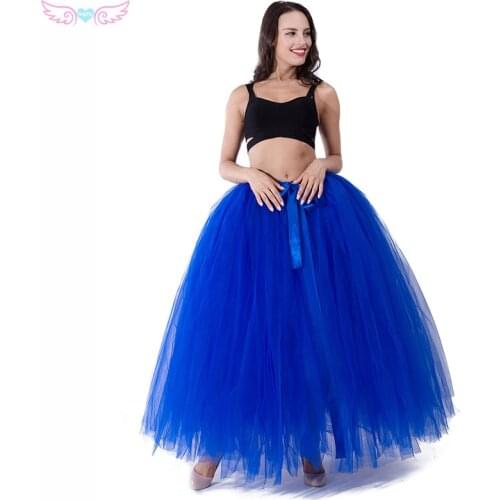 Floor Length Royal Blue tulle Fine handmade 100cm poncho skirt European and wind Bridesmaids skirt Wedding tulle skirt