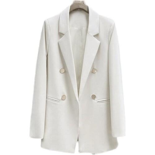 2021 High Quality Spring Autumn Women Fashion White Blazers And Jackets Chic Button Office Suit Coat Ladies Elegant Outwear