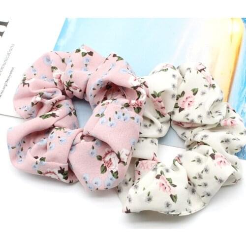 2pcs/Lot New Chiffon Print Flower Elastic Hair Bands for Women Girls Hair Accessories Scrunchies Headwear Hair Tie Rope Holder