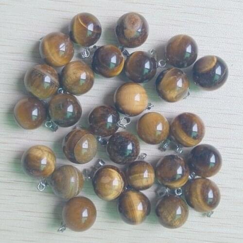 2017 fashion high quality natural tiger eye stone round ball charm pendants for jewelry making 50pcs/lot wholesale free shipping