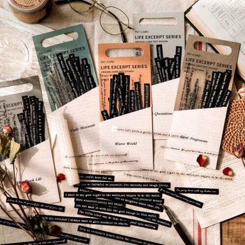 40 PCS Double Material PET Black Art Paper Quotation Verse Decorative Stickers for Arts DIY Crafts Planners Scrapbook Albums