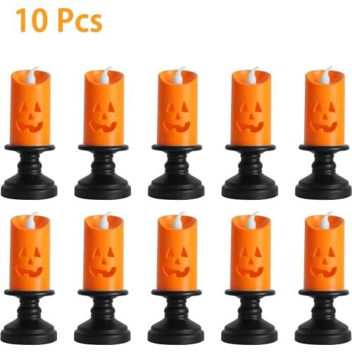 10Pcs Pumpkin Skull LED Pony Lantern Halloween Decoration Prop Creative Holiday Bar Party Light LED Oil Lamp Prop