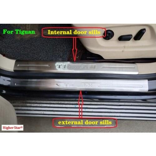 Stainless steel 8pcs car door sills scuff protective trim,decorative plate,pedal guard bar for For Volkswagen Tiguan 2009-2014