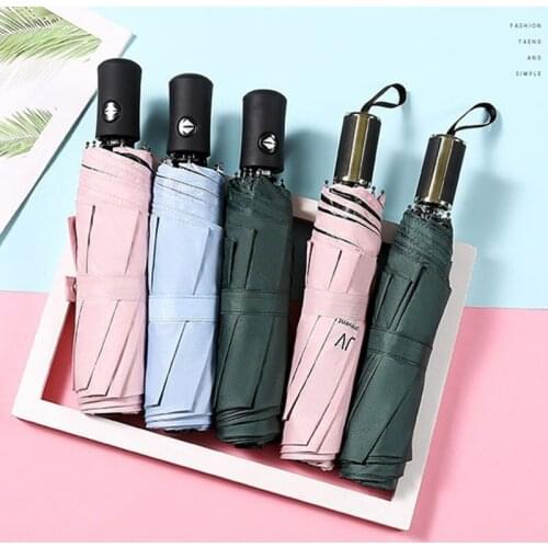 Automatic Three-fold Sole Umbrella Black Glue Sunscreen Anti-UV Umbrella Advertugs Automatic Umbrella Custom Umbrella Automatic
