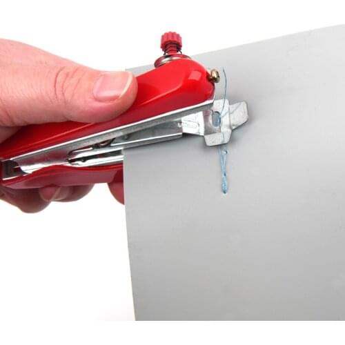 1Pc Red Mini Sewing Machines Needlework Cordless Hand-Held Clothes Useful Portable Sewing Machines Handwork Tools Accessories