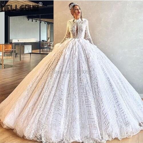 Sparkly White Formal Evening Dress Dubai Design 2020 Robe De Soiree Generous Saudi Arabia Beading Prom Dresses Turkish Aibye
