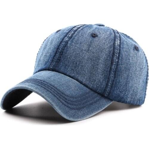 CEQING003 Women Plaind Blue Denim Baseball Caps Men Solid 100% Washed Cotton Snapback Hat Gorros Dad Hat