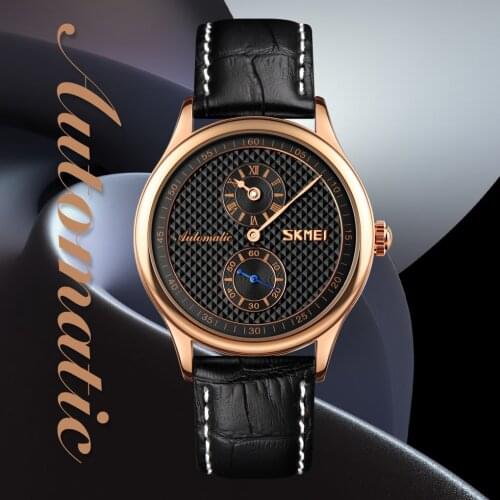 SKMEI Simple Hollow Dial Quartz Watches Automatic Mechanical Wristwatch Casual Leather Montre Homme For Men Business Gift Clock