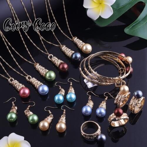 Cring Coco Charm Bracelet Set Hawaiian Polynesian Guam Gold Filled Pendant Necklace Wholesale Ring Earring Jewelry Set for Women