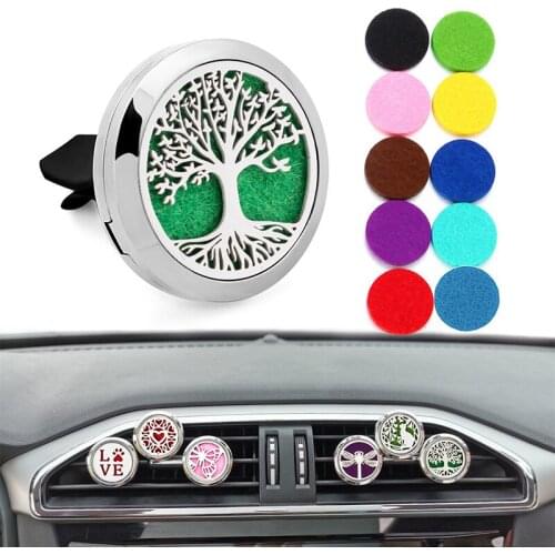 Diffuser Locket Perfume Essential Oil Car Air Freshener Tree Of Life 30mm Stainless Steel Aromatherapy Locket Necklace Pendant