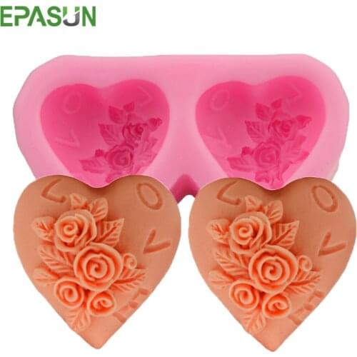 EPASUN Silicone Soap Mould Making Fondant Mold 3D Heart Round DIY Form Homemade Wedding Cake Decorating Sugarcraft Moulds Tools