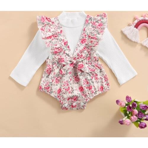 Newborn Girl Clothes Set 6-24 Months Baby Girl Clothes Toddler Girl Outfits Baby Top + Floral Romper Shorts Infant Kids Clothing