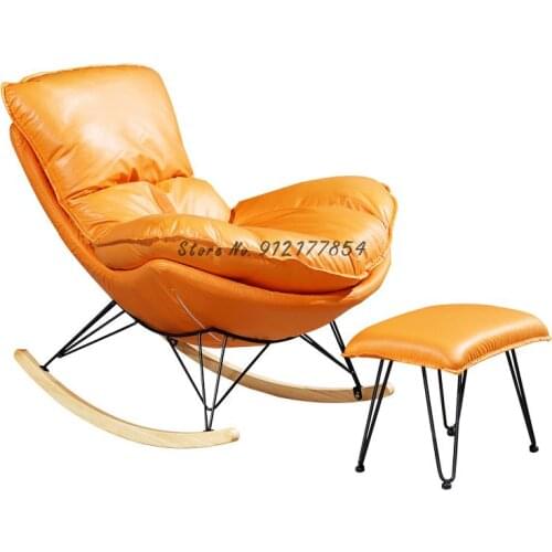 Nordic Light Luxury Technology Fabric Rocking Chair Single Home Net Red Lazy Sofa Leisure Living Room Rocking Chair Recliner Adu