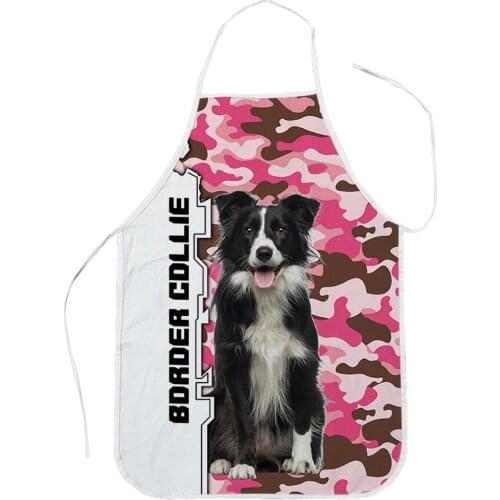 CLOOCL Kitchen Cooking Apron Animal Printed Cooking Polyester Aprons Border Collie Women Sleeveless Baking Bibs Drop Shipping